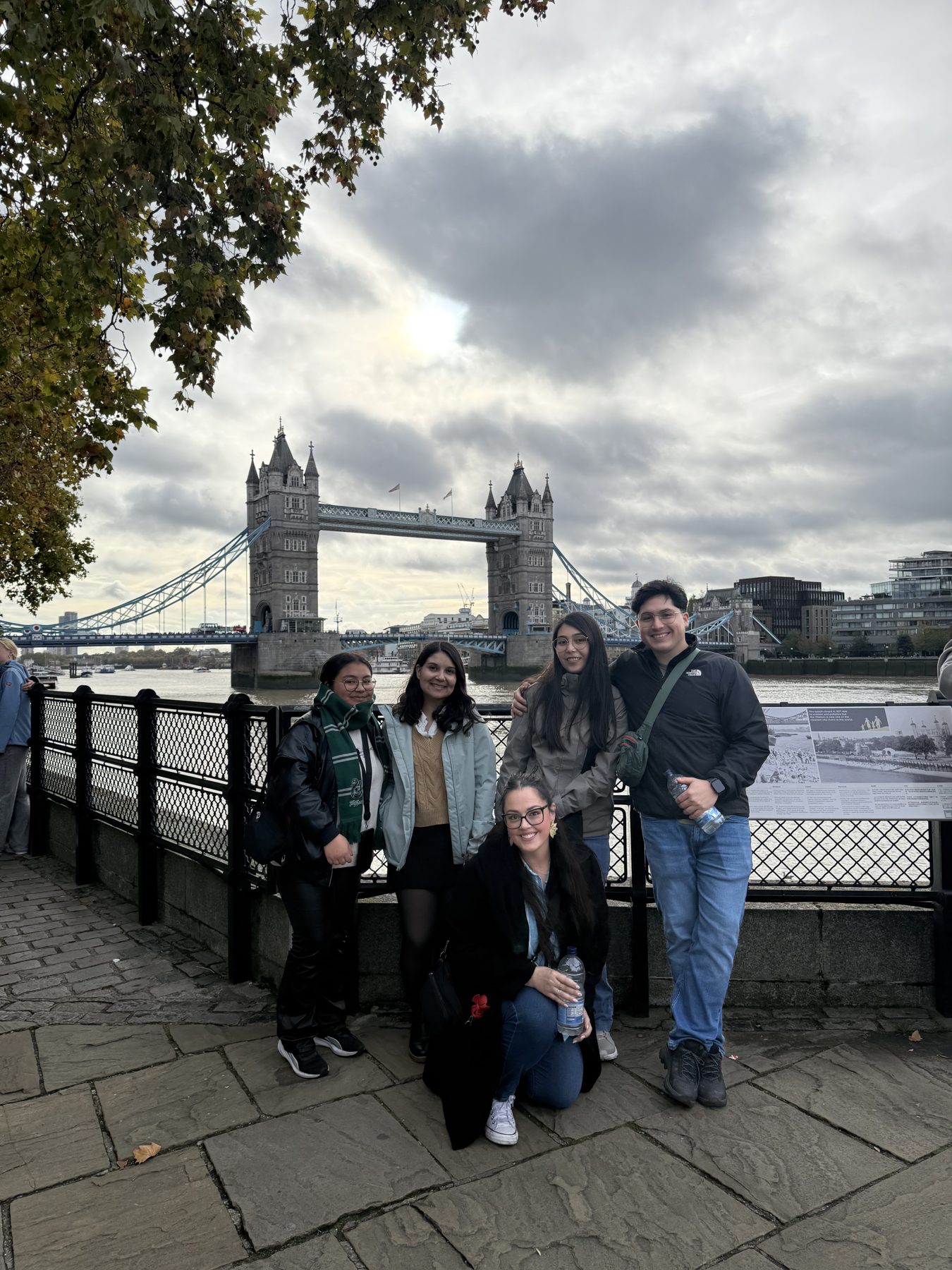 Group of travelers at Tower Bridge, London
